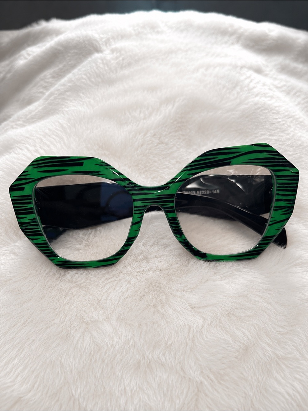 Green Zebra Stripe Geometric Sunglasses